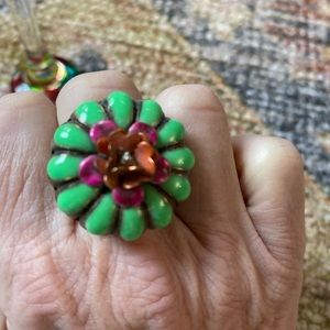 Fun green and purple flower ring.
